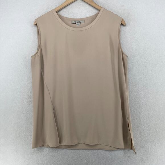 ALLSAINTS Tank Top Womens 4 Heny Tie Front Sleeveless Tunic Crewneck Beige Pink - Picture 2 of 16